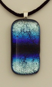 Blue and Silver Dichroic Glass Pendant