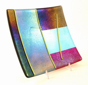Glass Plate with Various Iridized Glass #4