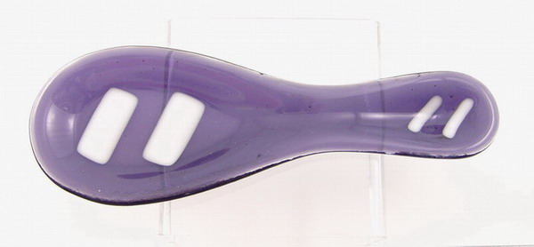 Fused Glass Spoon Rest -- Grape with white strips
