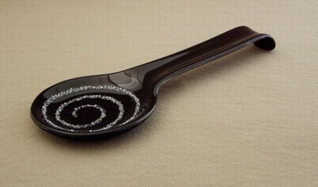 Black Fused Glass Spoon Rest