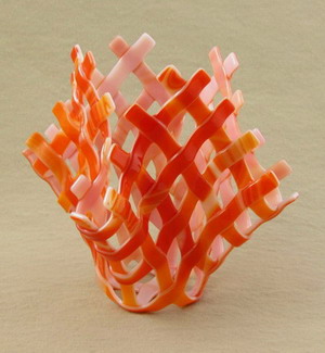 Fused Glass Vase - Godiva OpalArt Basket Weave