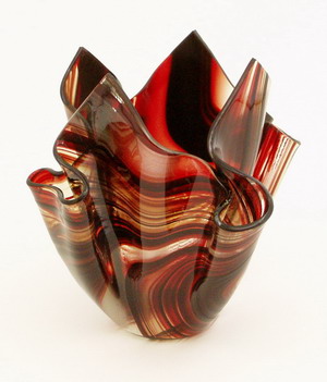 Burgandy Fused Glass Vase