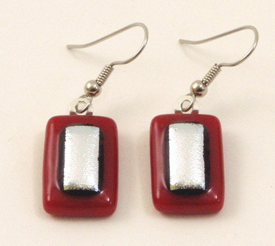 Red Fused Glass Earrings